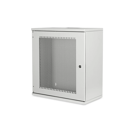 DIGITUS 19" 12U 595x540x400mm lapraszerelt perforált ajtós szürke fali rack szekrény