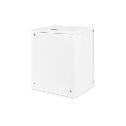 DIGITUS 19" 12U 595x540x400mm lapraszerelt üvegajtós szürke fali rack szekrény