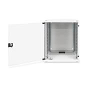 DIGITUS 19" 12U 595x540x400mm lapraszerelt üvegajtós szürke fali rack szekrény