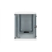 DIGITUS 19" 12U 595x540x400mm lapraszerelt üvegajtós szürke fali rack szekrény