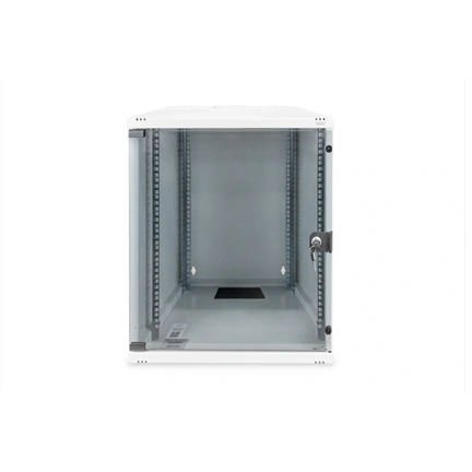 DIGITUS 19" 12U 595x540x400mm lapraszerelt üvegajtós szürke fali rack szekrény