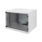 DIGITUS 19" 7U 370x540x400mm lapraszerelt üvegajtós szürke fali rack szekrény