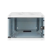 DIGITUS 19" 7U 370x540x400mm lapraszerelt üvegajtós szürke fali rack szekrény