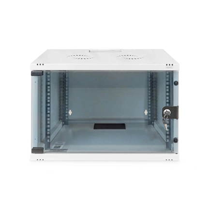 DIGITUS 19" 7U 370x540x400mm lapraszerelt üvegajtós szürke fali rack szekrény
