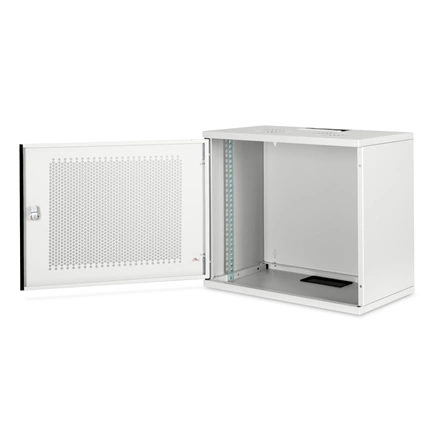 DIGITUS 19" 9U 460x540x400mm lapraszerelt perforált ajtós szürke fali rack szekrény