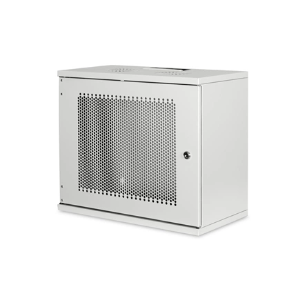 DIGITUS 19" 9U 460x540x400mm lapraszerelt perforált ajtós szürke fali rack szekrény
