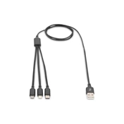 DIGITUS 3 az 1-ben USB type A - micro USB - USB type-C - Lightning töltőkábel 1m