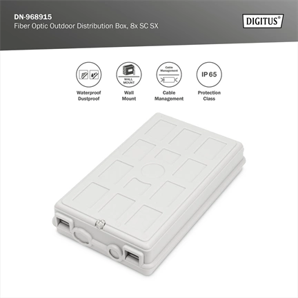 DIGITUS 8xSC simplex vagy 8xLC duplex toldóhoz kültéri optikai elosztó doboz