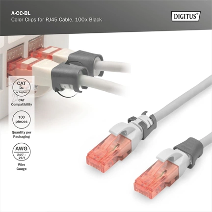 DIGITUS A-CC-BL Fekete RJ45 clips patch kábelhez 100db/csomag