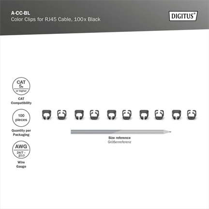 DIGITUS A-CC-BL Fekete RJ45 clips patch kábelhez 100db/csomag