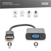 DIGITUS AK-340403-001-S VGA - Display port 0,15m átalakító kábel
