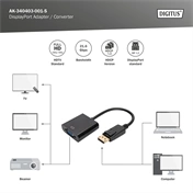 DIGITUS AK-340403-001-S VGA - Display port 0,15m átalakító kábel