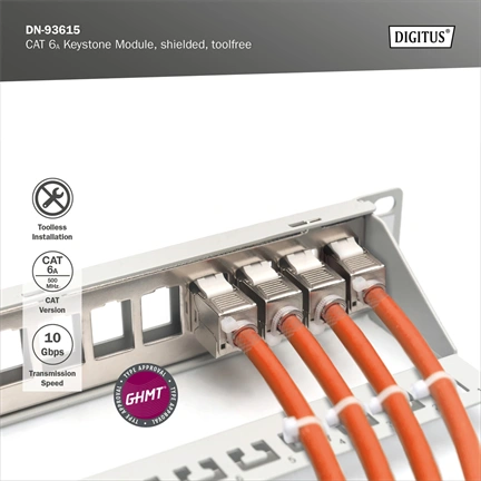 DIGITUS CAT6A árnyékolt szerszám nélkül szerelhető Keystone Jack