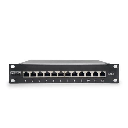 DIGITUS CAT6 12port asztali fekete árnyékolt patch panel