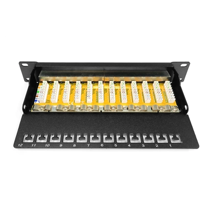 DIGITUS CAT6 12port asztali fekete árnyékolt patch panel