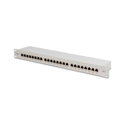 DIGITUS CAT6 24port 19" 1U kompakt szürke árnyékolt Patch Panel