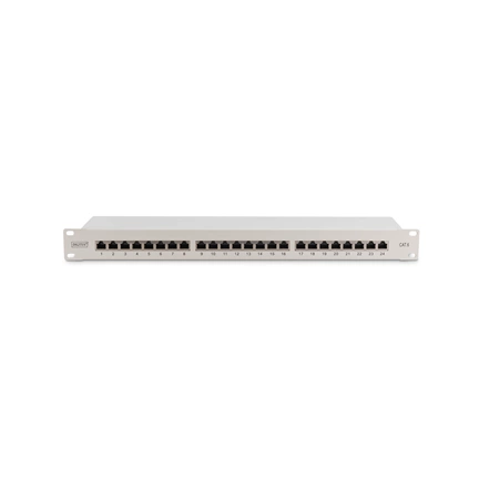 DIGITUS CAT6 24port 19" 1U kompakt szürke árnyékolt Patch Panel