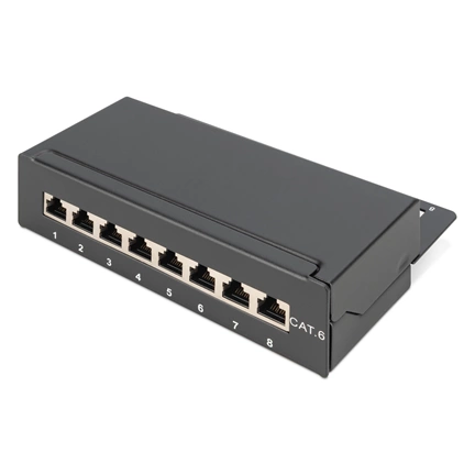 DIGITUS CAT6 8port asztali fekete árnyékolt patch panel