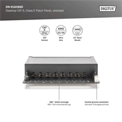 DIGITUS CAT6 8port asztali fekete árnyékolt patch panel
