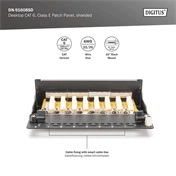DIGITUS CAT6 8port asztali fekete árnyékolt patch panel