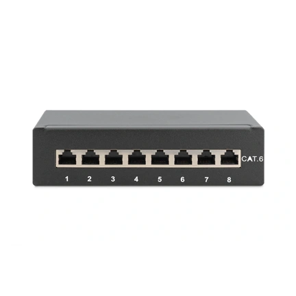 DIGITUS CAT6 8port asztali fekete árnyékolt patch panel