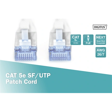 DIGITUS Cat.5e SF/UTP PVC 15m szürke patch kábel