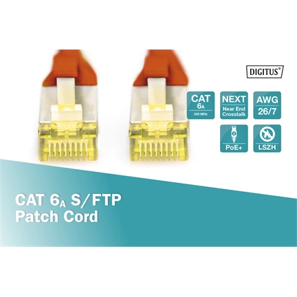 DIGITUS Cat.6A S/FTP LSZH 7m piros patch kábel