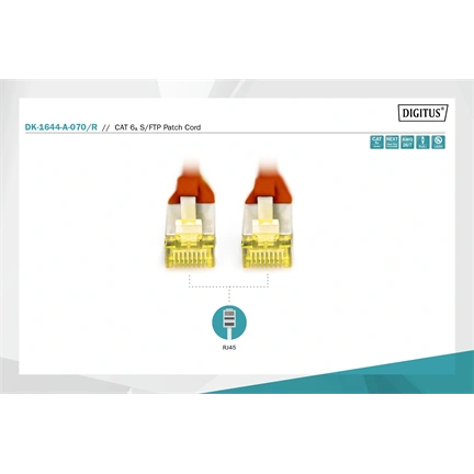 DIGITUS Cat.6A S/FTP LSZH 7m piros patch kábel