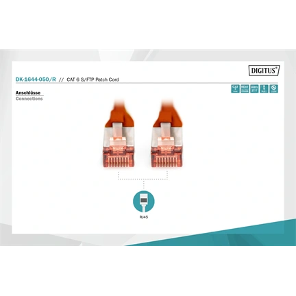 DIGITUS Cat.6 S/FTP LSZH 5m piros patch kábel