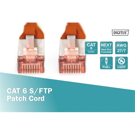 DIGITUS Cat.6 S/FTP LSZH 5m piros patch kábel