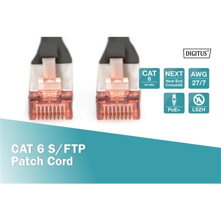 DIGITUS Cat.6 S/FTP LSZH 7m fekete patch kábel