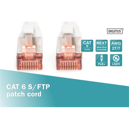 DIGITUS Cat.6 S/FTP LSZH 7m szürke patch kábel