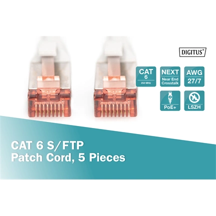 DIGITUS Cat.6 S/FTP LSZH 7m szürke patch kábel (5db/csomag)