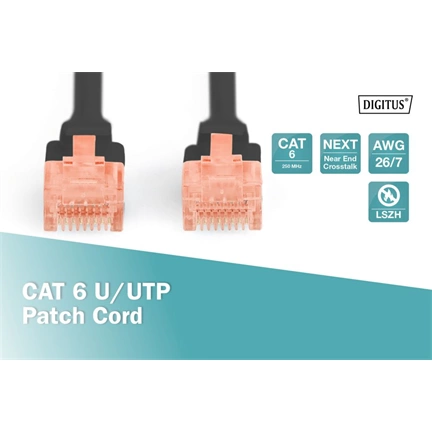 DIGITUS Cat.6 U/UTP LSZH 10m fekete patch kábel
