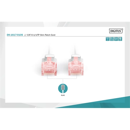 DIGITUS Cat.6 U/UTP LSZH 1m szürke slim patch kábel