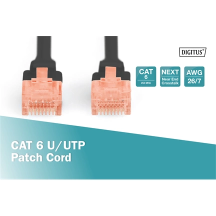 DIGITUS Cat.6 U/UTP PVC 5m fekete patch kábel