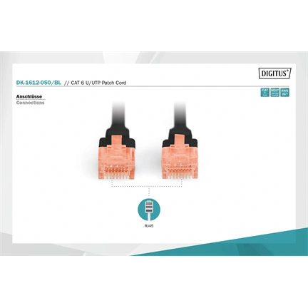 DIGITUS Cat.6 U/UTP PVC 5m fekete patch kábel