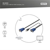DIGITUS D-Sub15 1 x USB 2.0/M VGA KVM kábel 3m