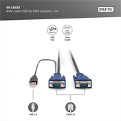 DIGITUS D-Sub15 1 x USB 2.0/M VGA KVM kábel 3m