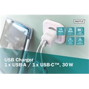 DIGITUS DA-10062 2 port USB Type-A/Type-C 30W töltőadapter