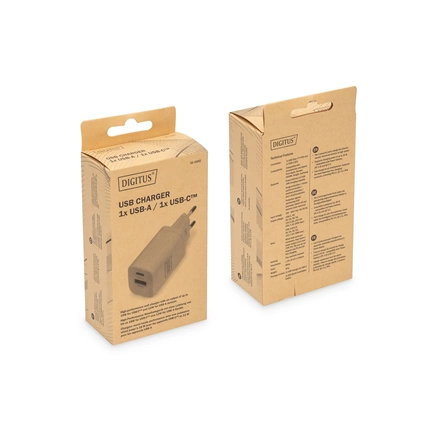 DIGITUS DA-10062 2 port USB Type-A/Type-C 30W töltőadapter