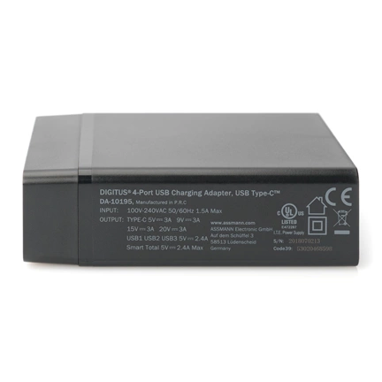 DIGITUS DA-10195 Univerzális 4 port USB Type-A/Type-C 72W töltőadapter