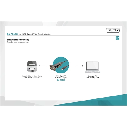 DIGITUS DA-70166 DSUB 9M RS232 USB Type-C 2.0 adapter 1m kábel