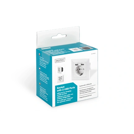 DIGITUS DA-70613 2xUSB 250V schuko süllyesztett fali aljzat