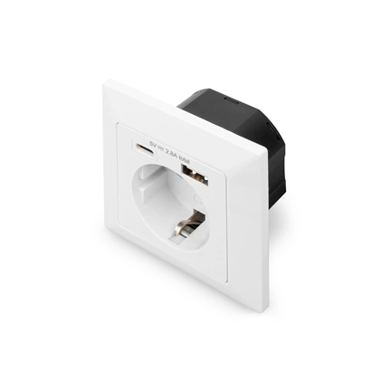 DIGITUS DA-70615 1x USB Type-C 1x Type-A 250V schuko süllyesztett fali aljzat