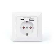 DIGITUS DA-70615 1x USB Type-C 1x Type-A 250V schuko süllyesztett fali aljzat