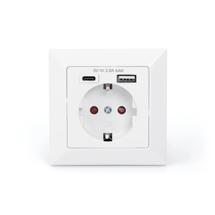 DIGITUS DA-70615 1x USB Type-C 1x Type-A 250V schuko süllyesztett fali aljzat