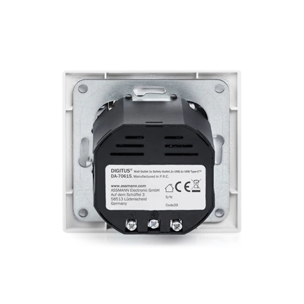 DIGITUS DA-70615 1x USB Type-C 1x Type-A 250V schuko süllyesztett fali aljzat