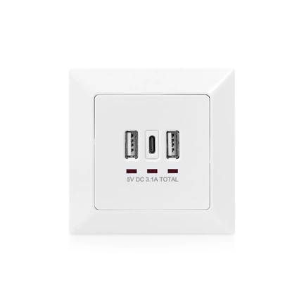 DIGITUS DA-70618 1x USB Type-C 2x Type-A 250V schuko süllyesztett fali aljzat