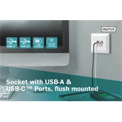 DIGITUS DA-70618 1x USB Type-C 2x Type-A 250V schuko süllyesztett fali aljzat